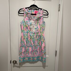 Lilly Pulitzer, Gabby Stretch, Pink Shift Dress Unicorn of the Sea 005603 Size 0